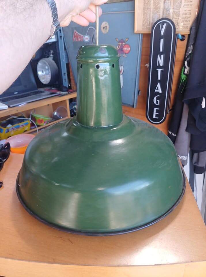 Vintage Industrial Suspension - Green Enamel -