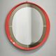 1970s Italian Space Age Red Lacquer and Smoked Glass Round Mirror