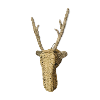 Reindeer head trophy in braided alfa