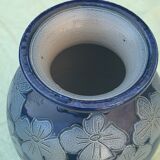 Blue sandstone vase signed Marcel Schmitter betschdorf Alsace