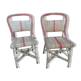 Paire de chaises de bistrot en rotin vintage