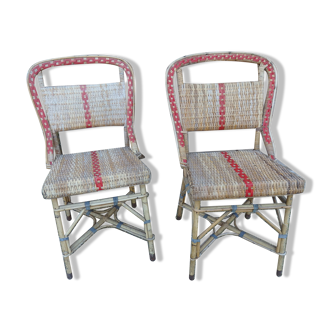 Pair of vintage rattan bistro chairs