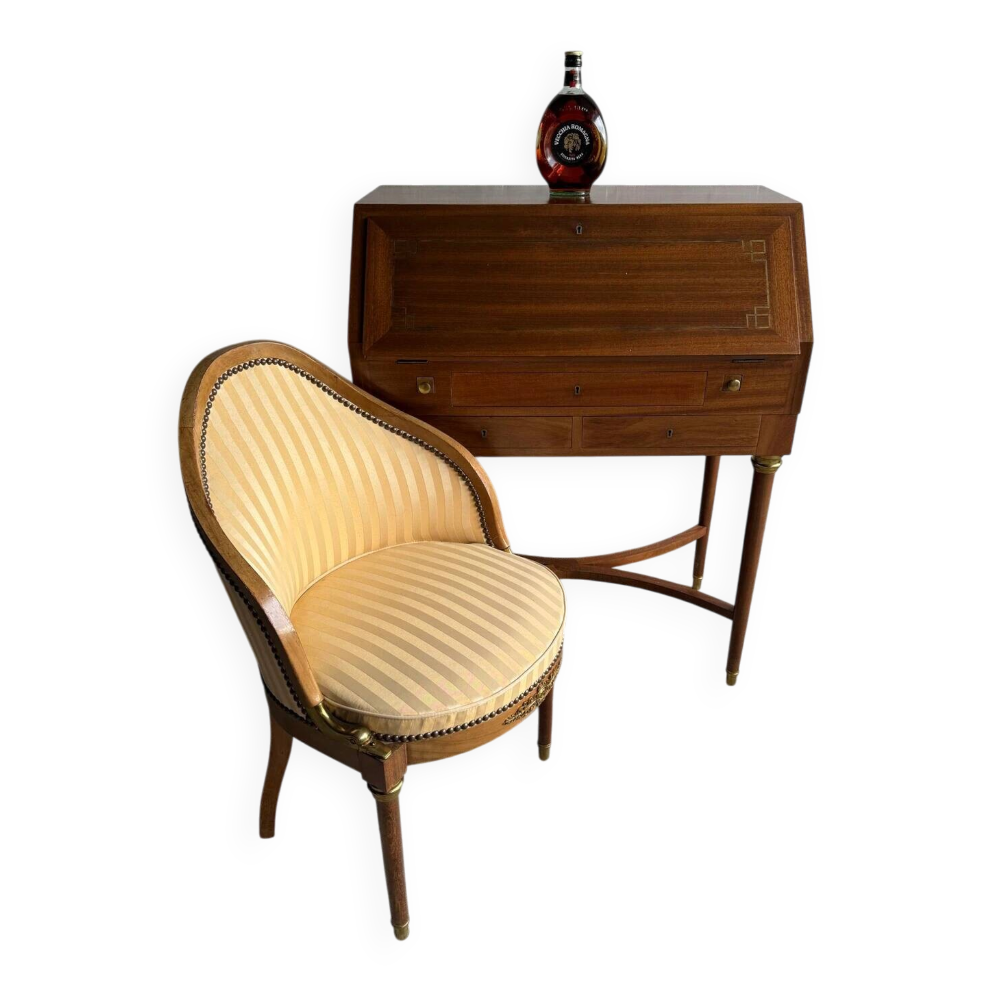 Antique writing desk by DeCoene with chair