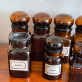 Set of 7 jars, spice apothecary jars