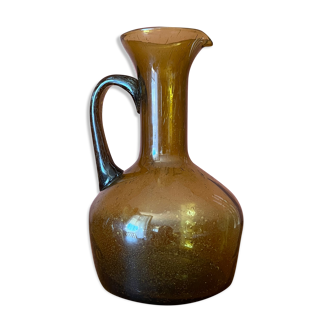 Artisanal carafe in vintage blown glass 70 biot style