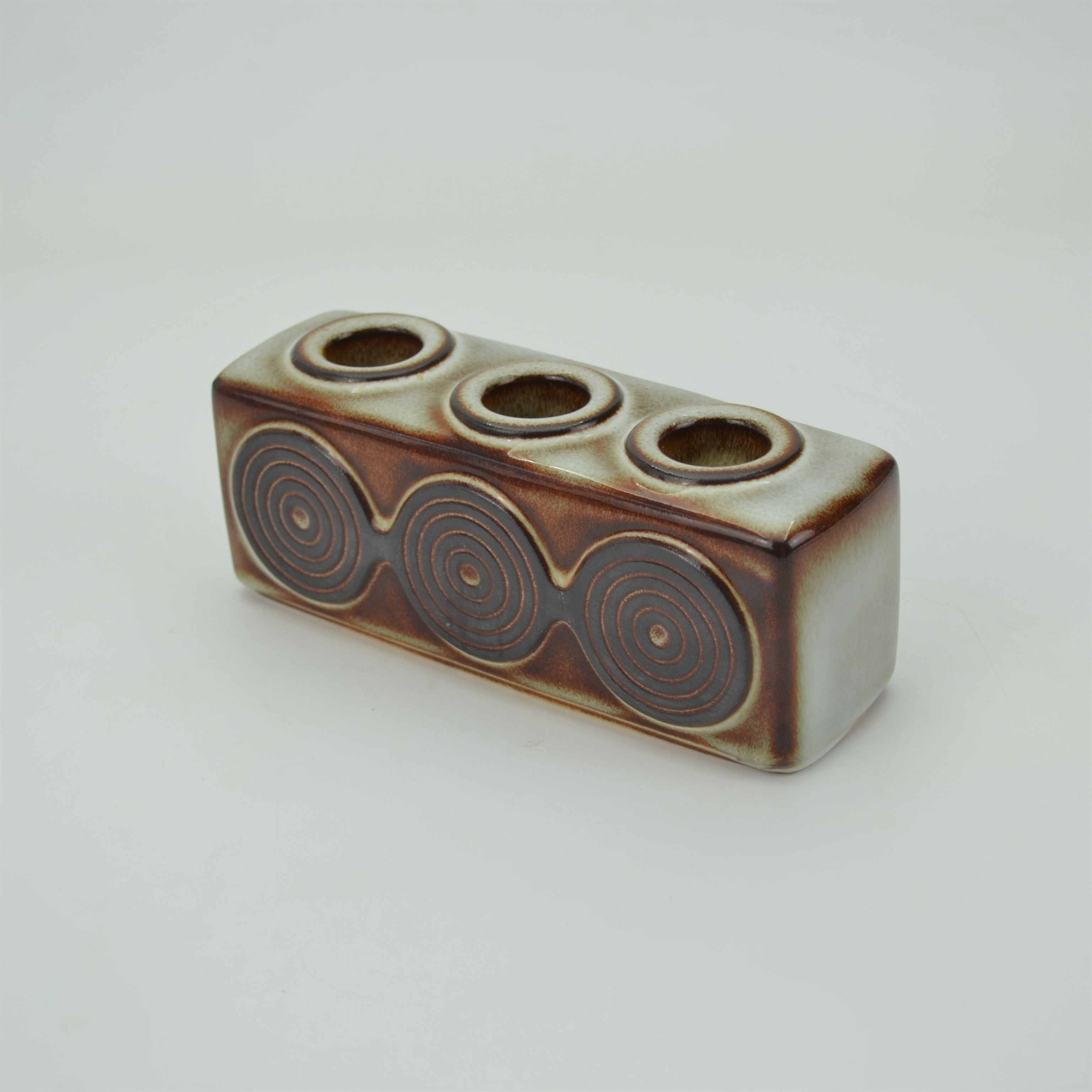 Triple stoneware candle holder grey serie by ejner johansen for søholm stentøj