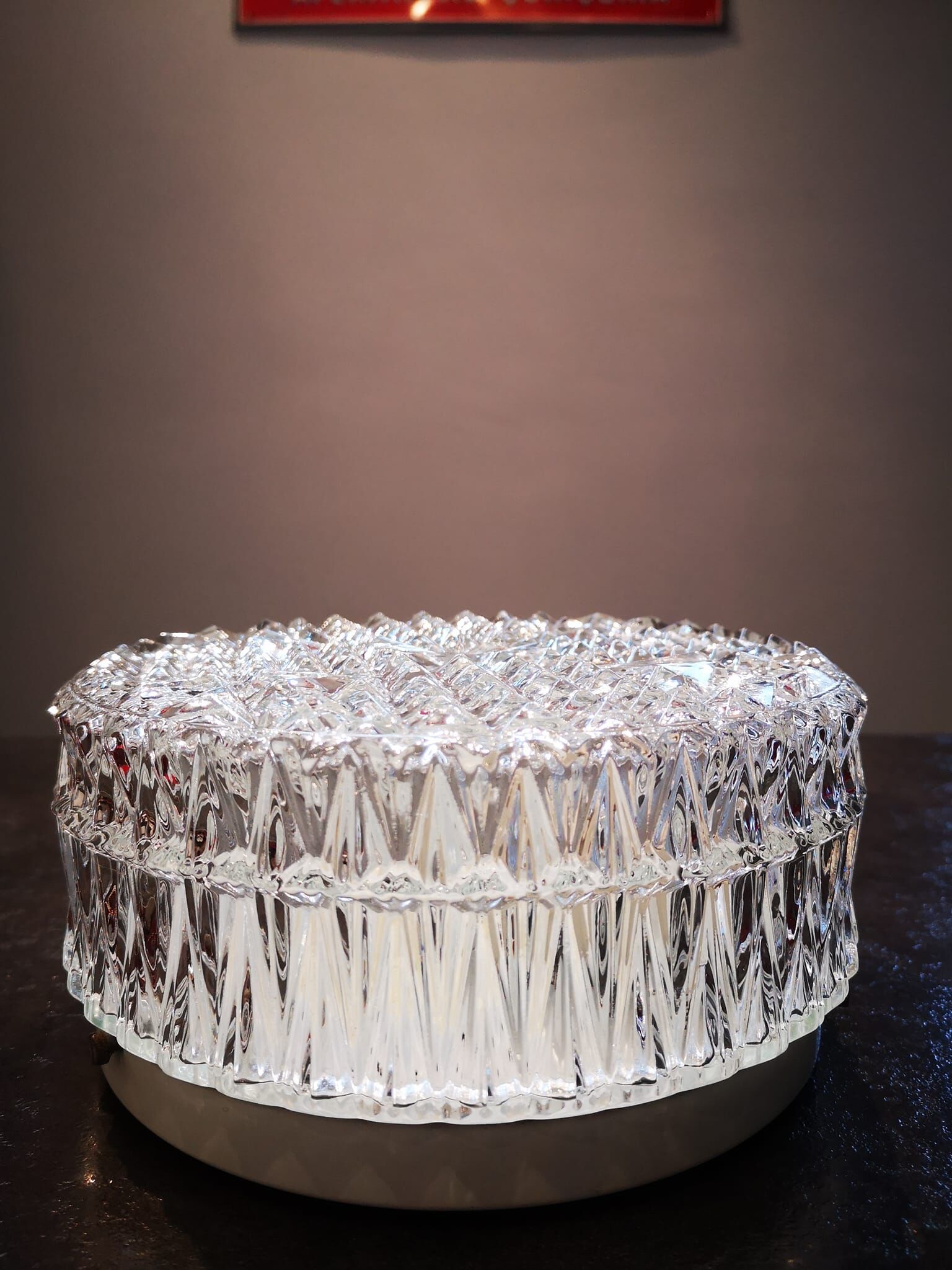Vintage old glass ceiling lamp 1960/70 Ø 19.5 cm