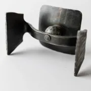Vintage brutalist iron candlestick from the 1970s.