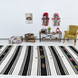 Tapis de chanvre blanc et noir 6x13, 202x404cm