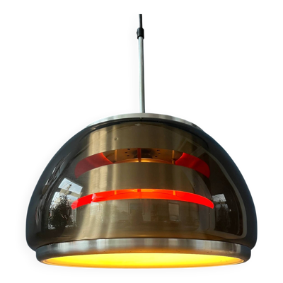 Suspension Space Age mid-century en verre fumé