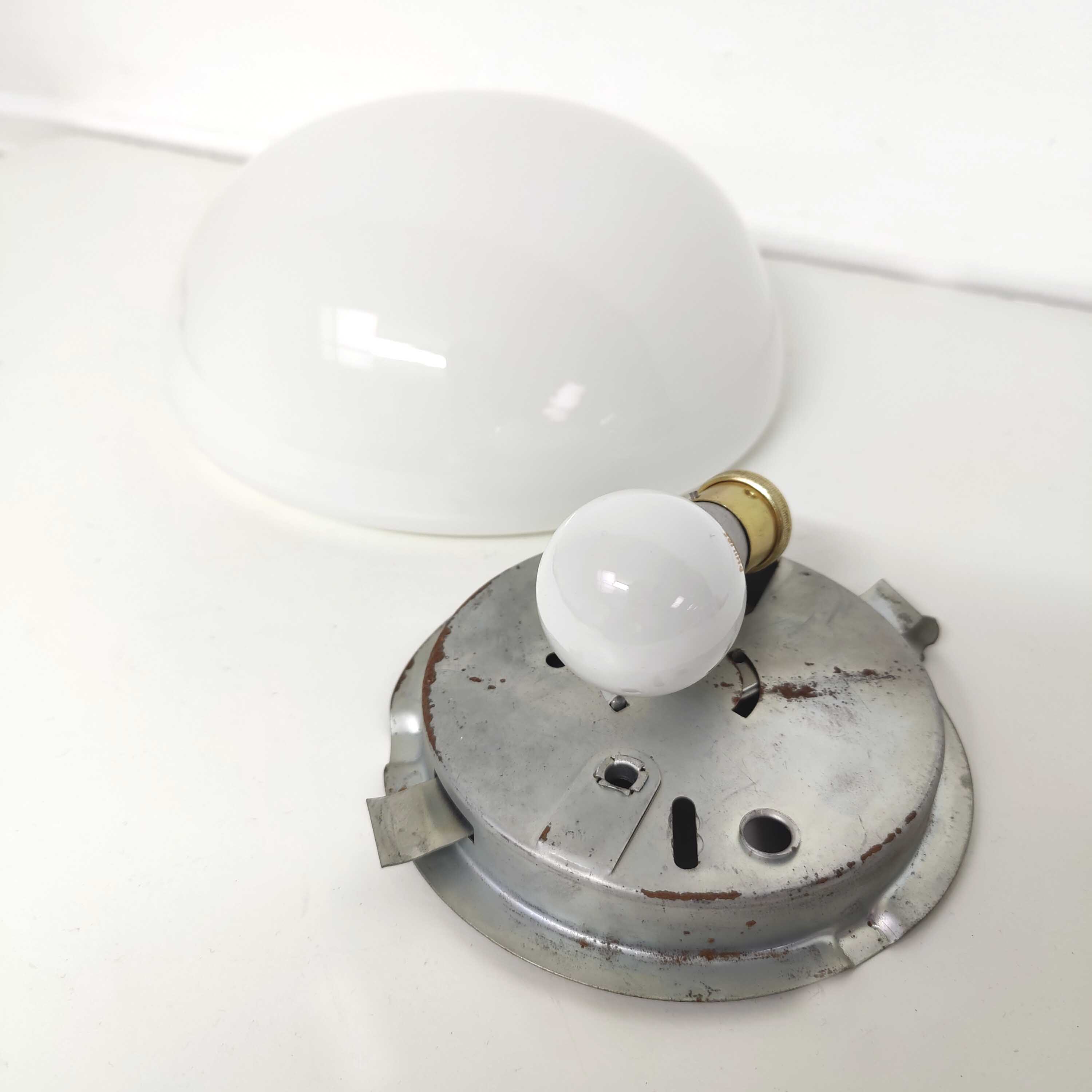 Ceiling lamp wall lamp half sphere globe in white opaline glass