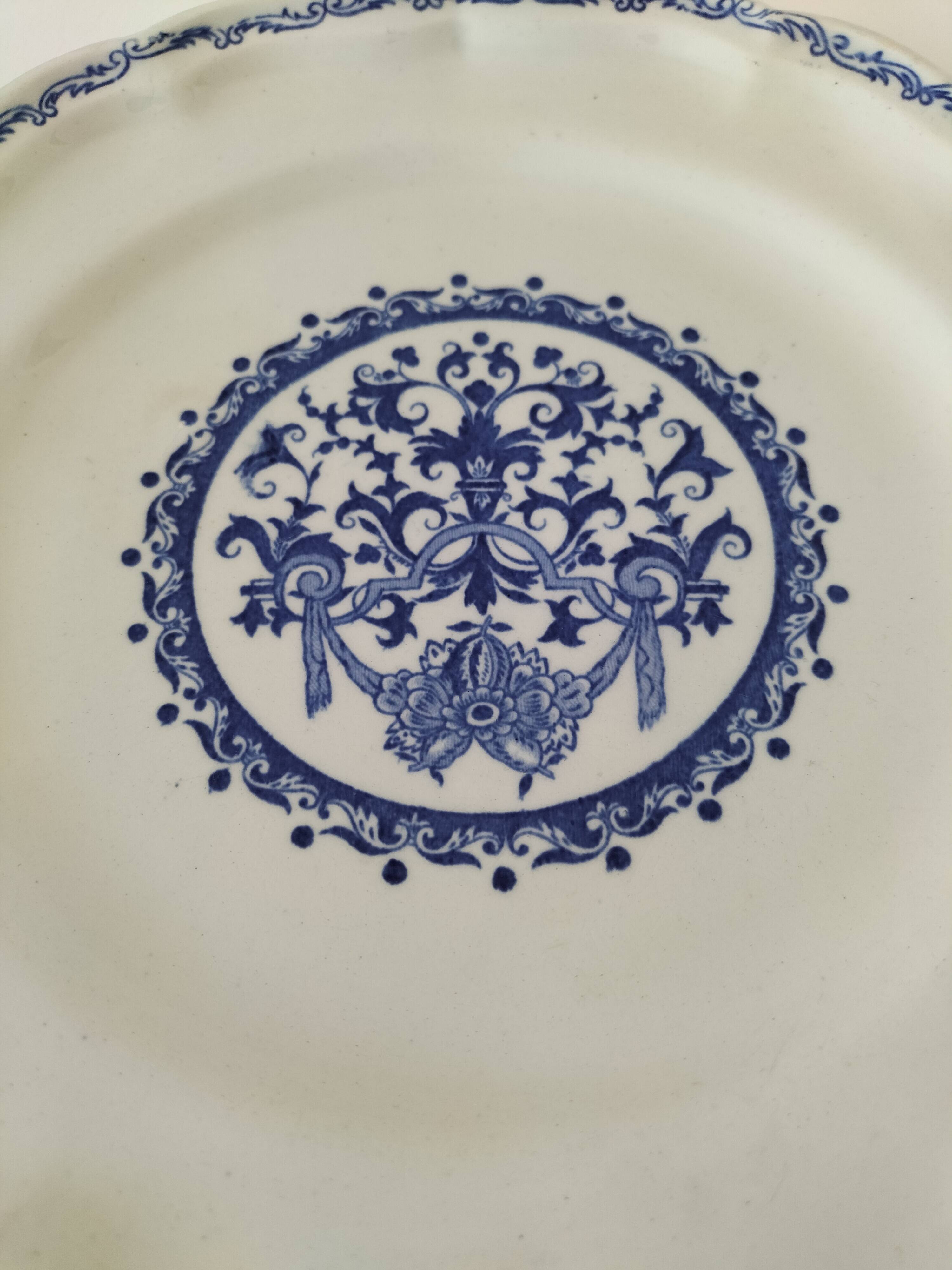 Gien plate – Rouen decor with tapered valances – Old stamp 1920