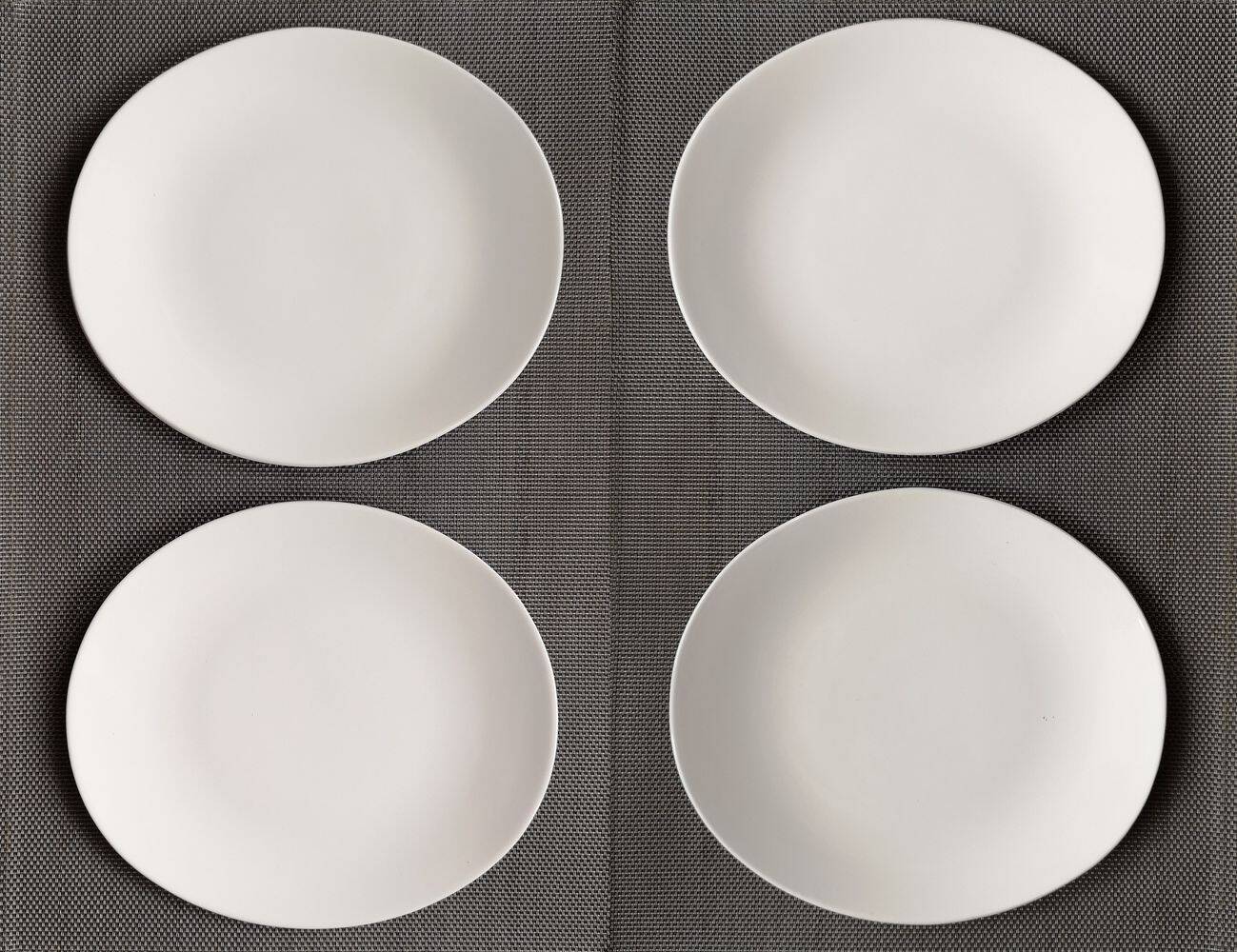 Set of 4 oval enameled ceramic plates - Handcrafted