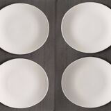 Set of 4 oval enameled ceramic plates - Handcrafted