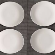 Set of 4 oval enameled ceramic plates - Handcrafted