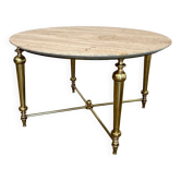 Table basse en laiton et plateau de marbre blanc