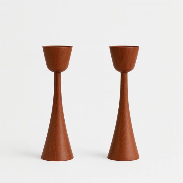 Paire de bougeoirs en teck – Design danois, années 60