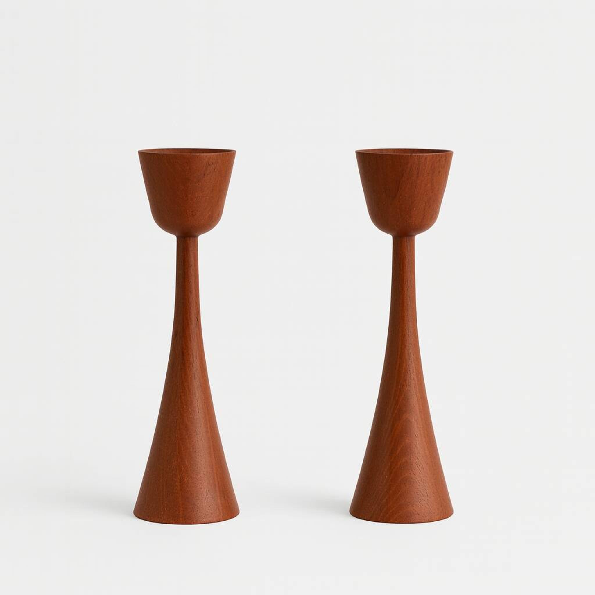 Pair of teak candlesticks – Danish design, 1960s