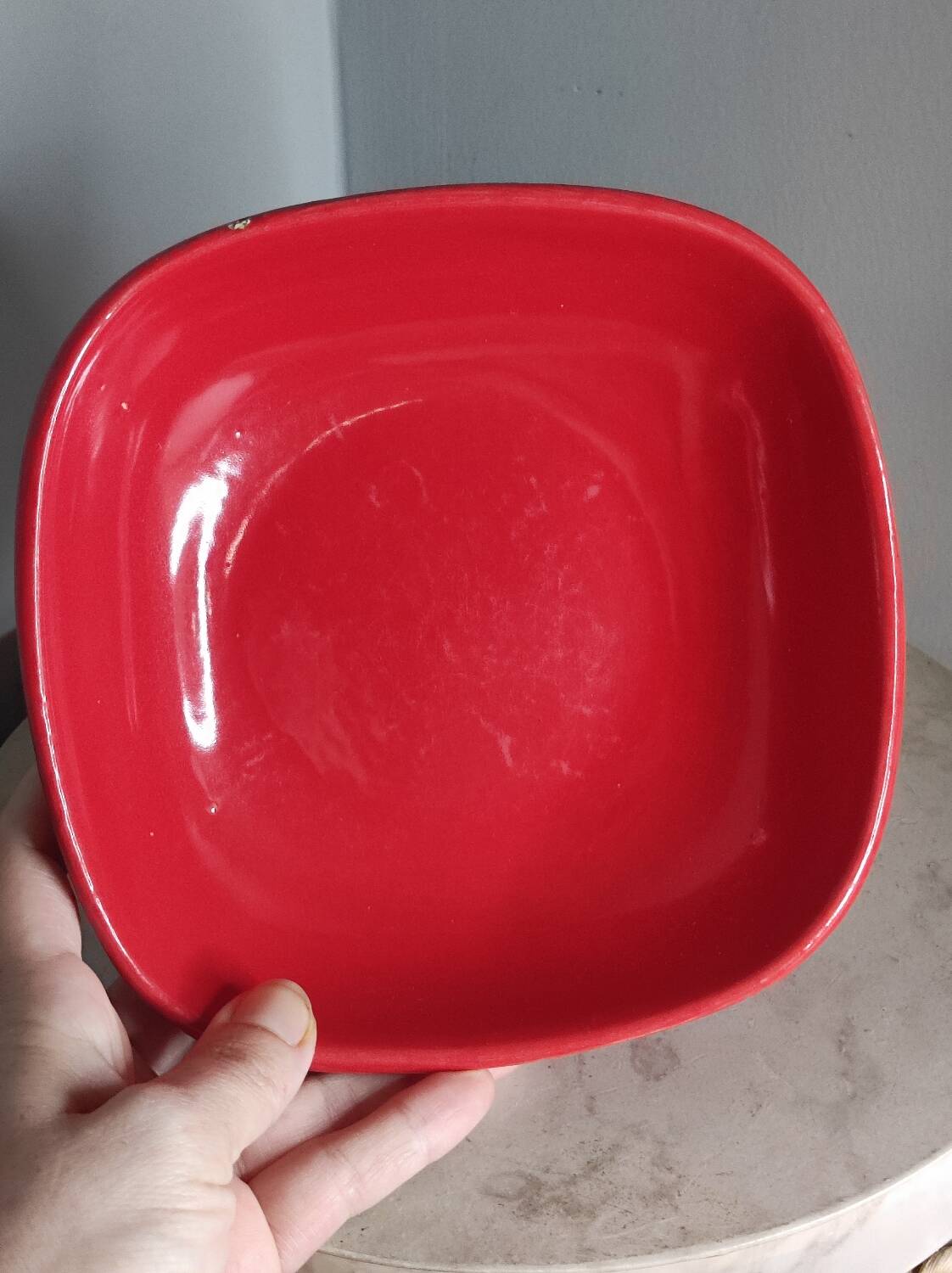 Red ceramic bowl