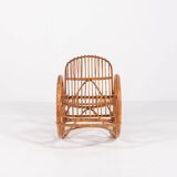 Fauteuil à bascule italien en rotin, 1960