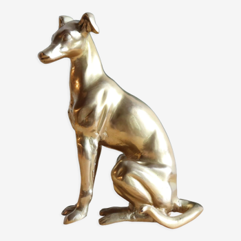 Vintage brass greyhound sitting dog from the 70s, height 25 cm