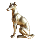Vintage brass greyhound sitting dog from the 70s, height 25 cm