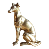 Chien assis lévrier en laiton vintage des années 70, hauteur 25 cm
