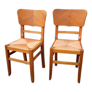 Paire de chaises paillées