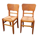 Pair of straw chairs from the 1950s