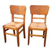 Pair of straw-seated chairs from the 1950s