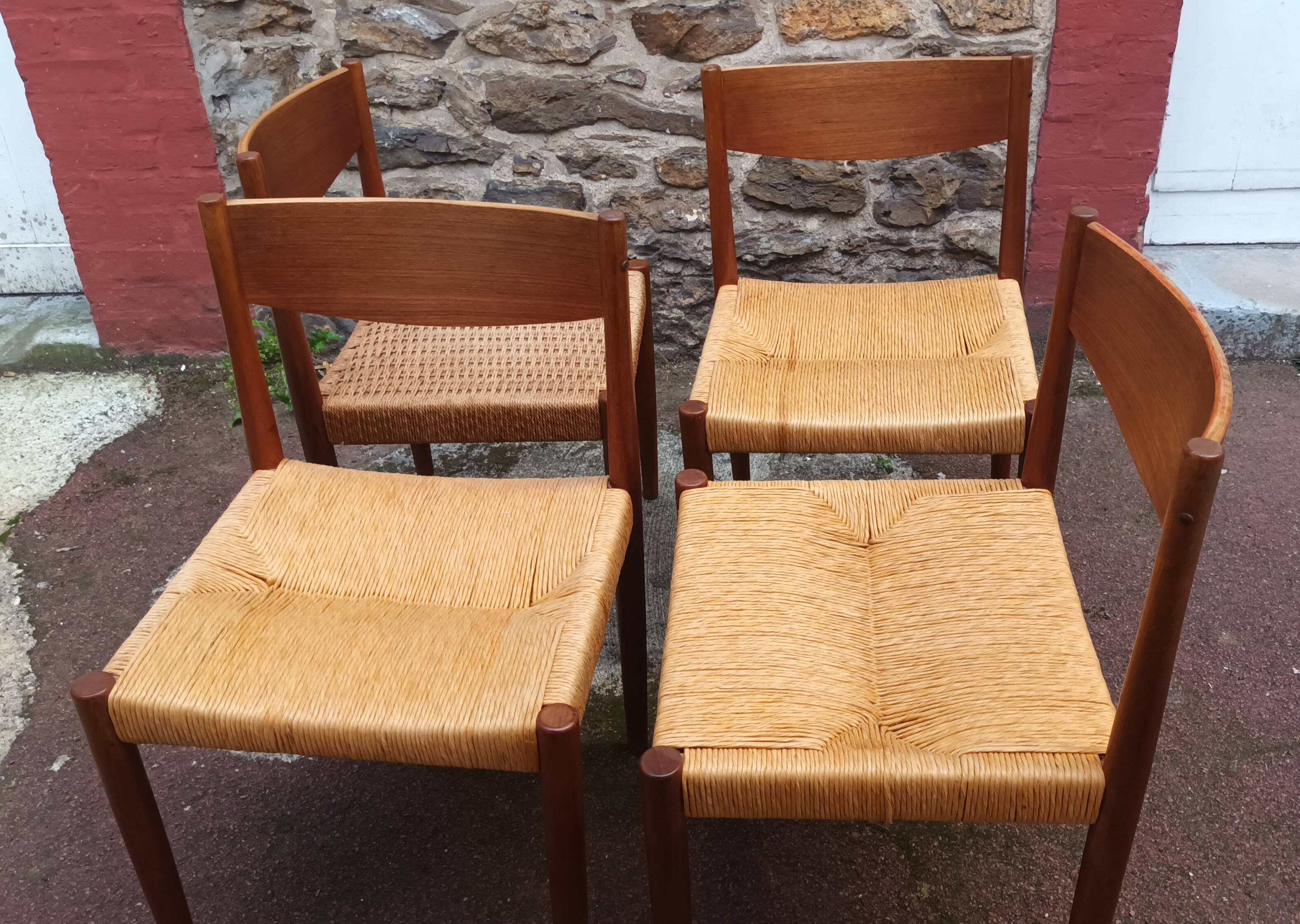 4 Danish chairs by Poul Volther for Frem Rolje, 1960s.