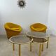 Ancienne table basse gigogne en laiton et verre fumé design italien des années 70 vintage