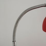 Lampe de Table Col de Cygne en Métal Rouge & Argent