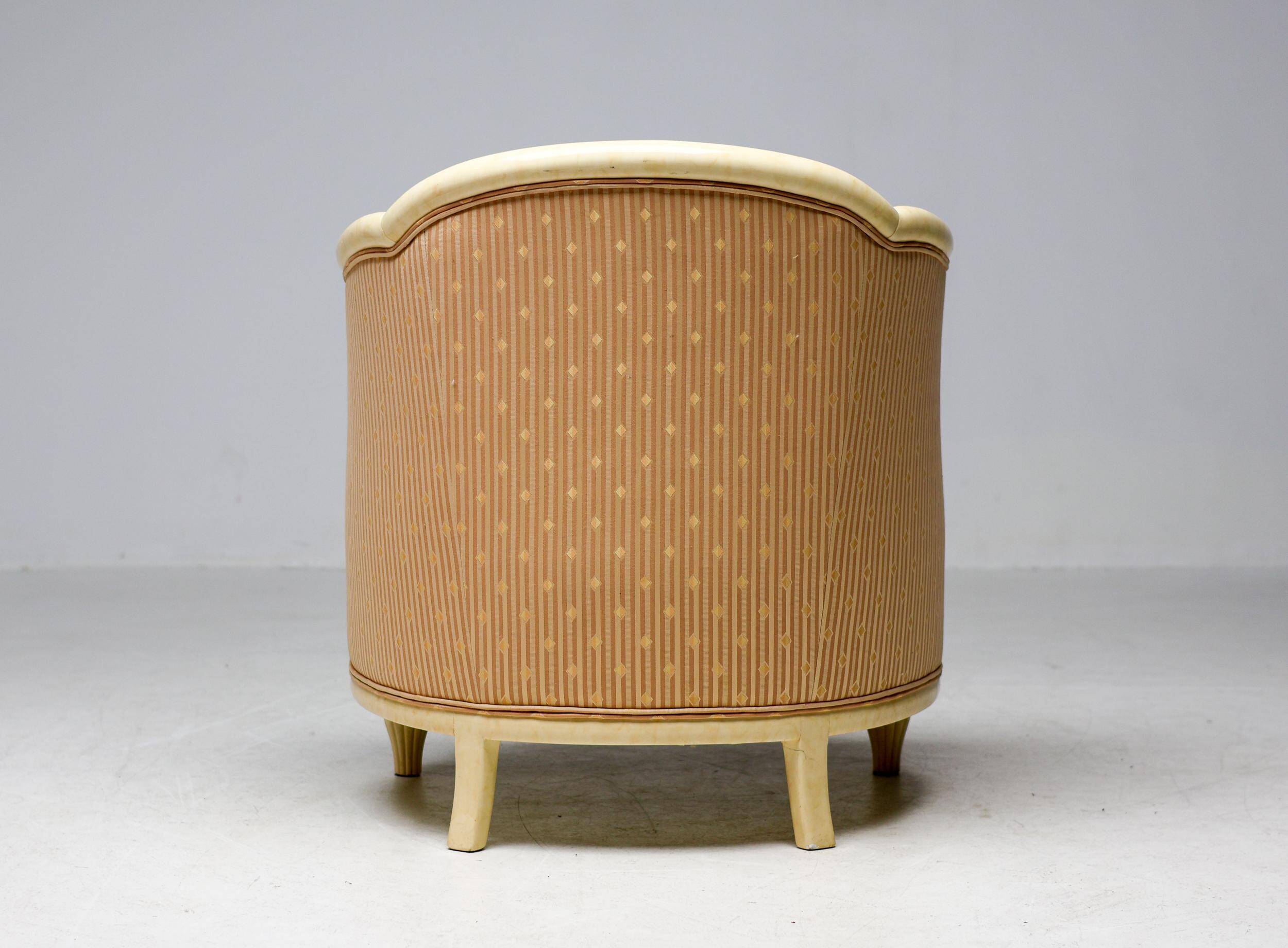 Fine Art Deco Bergère Club Chair Hollywood Regency Style Damask