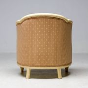 Fine Art Deco Bergère Club Chair Hollywood Regency Style Damask