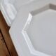 6 vintage octagonal pearl-edged porcelain dessert plates