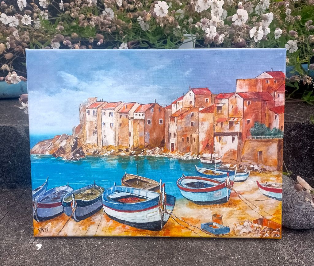 Peinture - Vieux village de pêcheurs à Madère