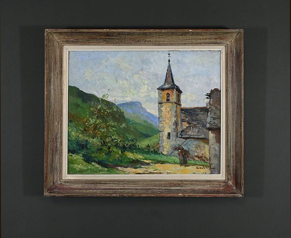 Oil on Canvas "The Bell Tower" – Late 19th Century