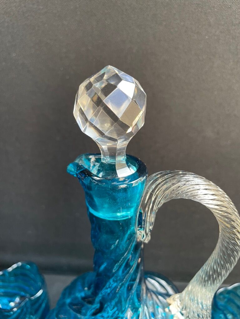 Liquor service in 1/2 blue crystal XIXth