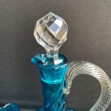 Service à liqueur en ½ cristal bleu XIXème