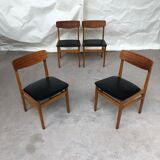 Vintage set of 4 mid century teak dining chairs scandinavian 60s 70s retro danish
