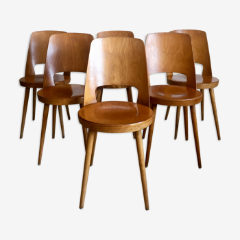 Lot of 6 chairs bistros Baumann Mondor vintage 60s