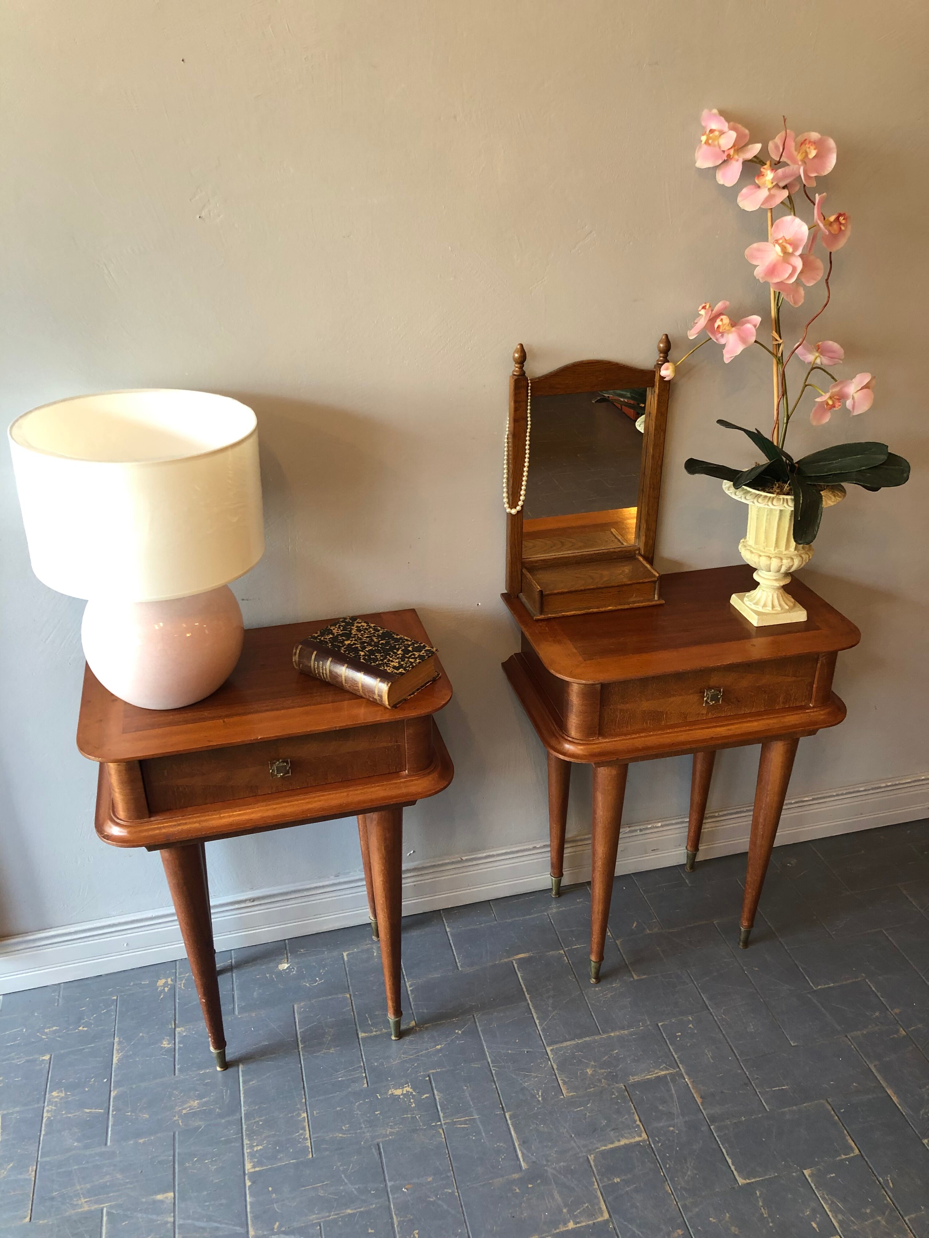 2 vintage bedside tables