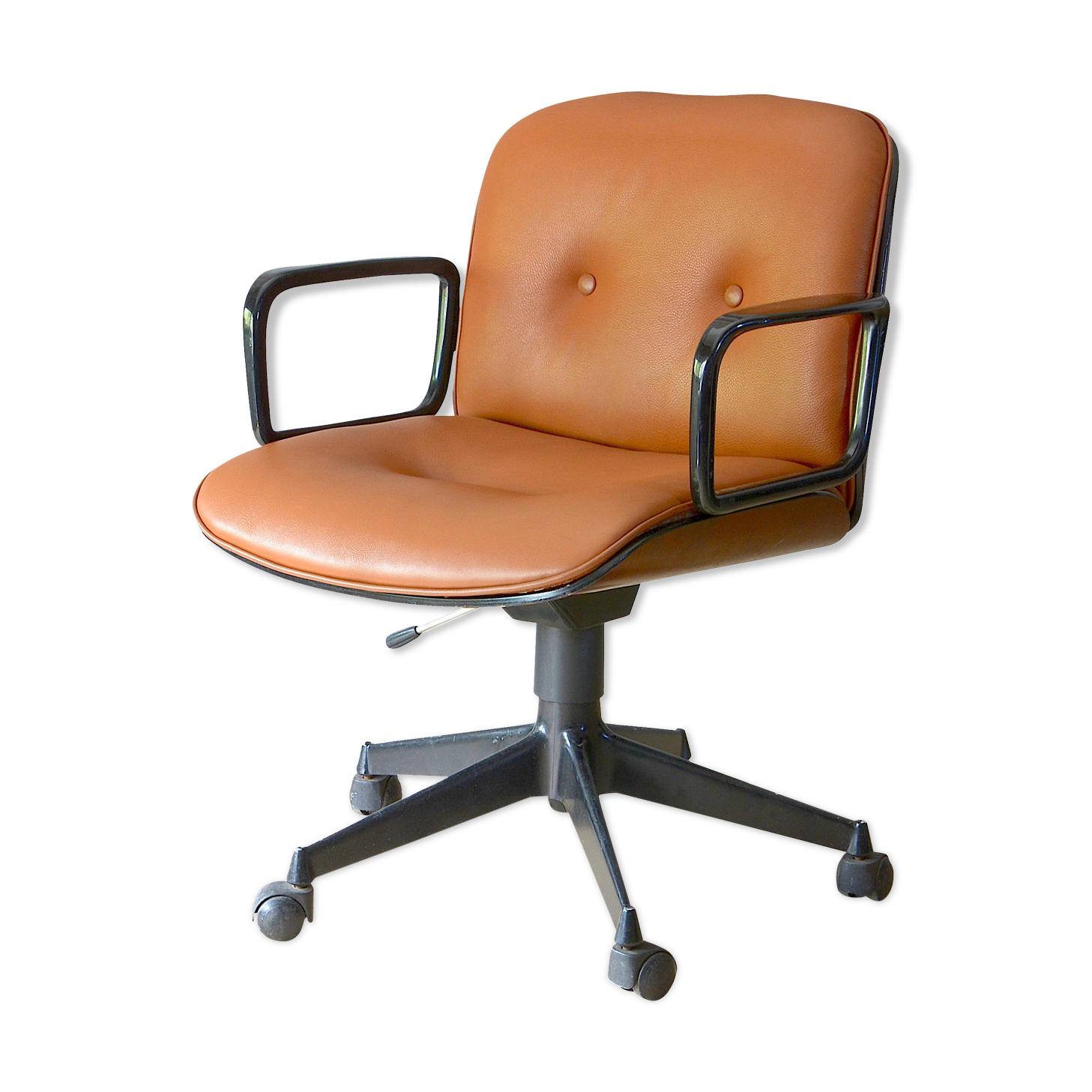 Ico Parisi armchair for MIM cognac and rosewood leather