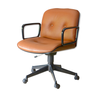 Ico Parisi armchair for MIM cognac and rosewood leather