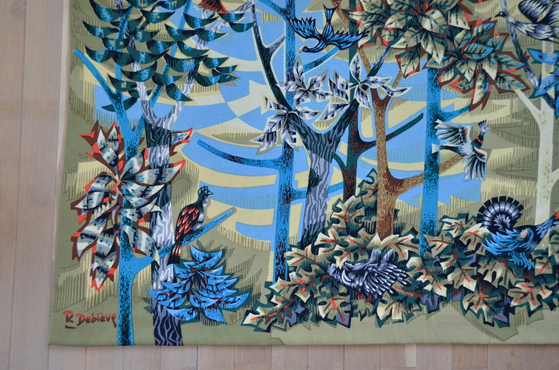 Silkscreened tapestry "The Forest" by Robert Debiève