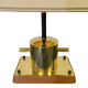 Vintage maritime bollard table lamp made from brass and wood, Netherlands 1970s