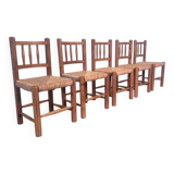 Vintage wicker farmer dining chairs, 1960s