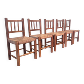 Vintage wicker farmer dining chairs, 1960s