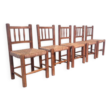 Vintage wicker farmer dining chairs, 1960s